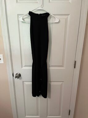 White House Black Market Black Halter Dress with Folded Neckline